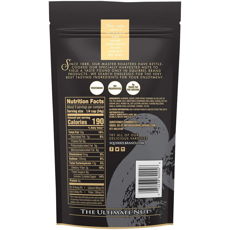 SQUIRREL BRAND Crème Brulee Almonds, 3.5 OZ Resealable Bag